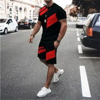 Akiihool Short Sets Men 2 Piece Outfit en's Polo Shirt and Shorts Set Summer Outfits Fashion Casual Short Sleeve Polo Suit for Men 2 Piece Shorts Tracksuit (Black,L)