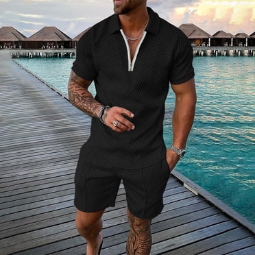 Men's 2-Piece Short Sleeve T-Shirt & Shorts Set - Casual Summer Outfit For Vacation & Beach