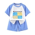 thumbnail image 1 of Akiihool Short Sets Toddler Boy 2 Piece Outfits Vacation Toddler Baby Boy Clothes Short Sleeve Top Shorts Cute Summer Outfit Set (Blue,5-6 Years), 1 of 4