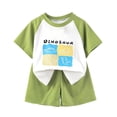 thumbnail image 1 of Akiihool Short Sets Toddler Boy 2 Piece Outfits Vacation Toddler Baby Boy Clothes Short Sleeve Top Shorts Cute Summer Outfit Set (Green,5-6 Years), 1 of 4
