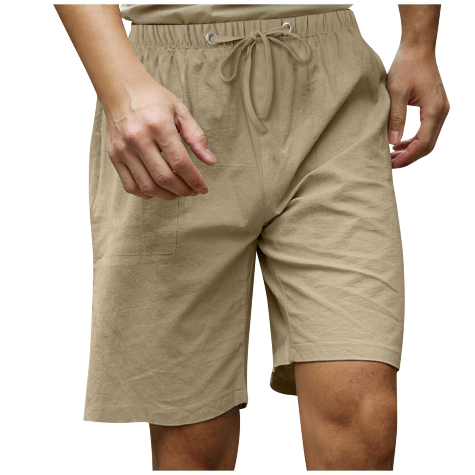 Akiihool Shorts Men Men's Shorts Zipper Pocket Elastic Waist Stretch