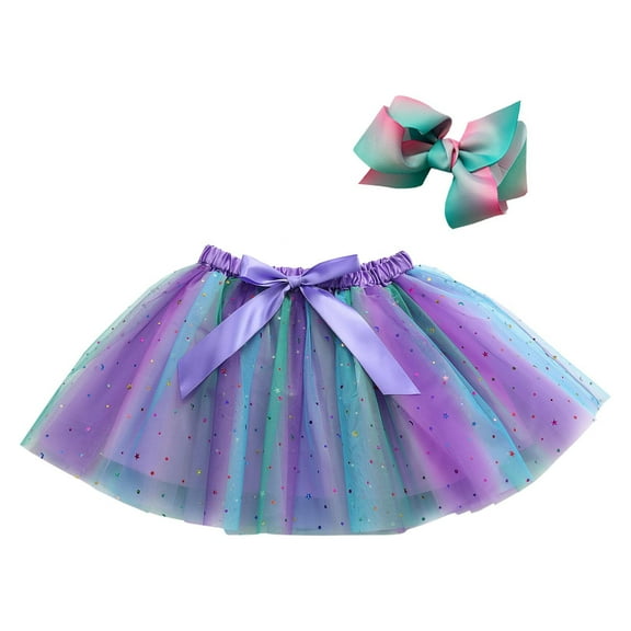 Akiihool Skirts for Girls Girls Rainbow Flower Tulle Skirt Toddler Tutu Girls Clothes (Blue,5-8 Years)