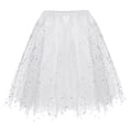 thumbnail image 1 of Akiihool Skirts for Girls Girls' Sparkle Metallic Skirts Layers Ruffle Sequin Tutu Dance Skirt (White,2-10 Years), 1 of 2