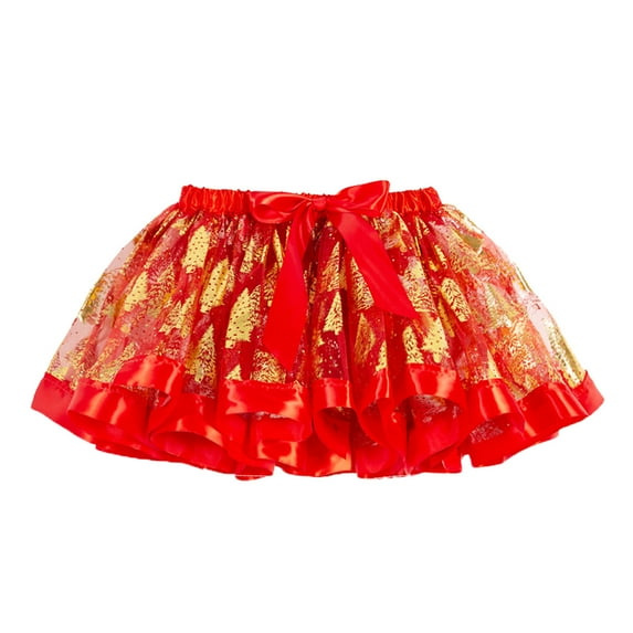 Akiihool Skirts for Girls Girls Tutu Skirts Layered Tulle Princess Dresses Sparkle Tutu (Gold,5-8 Years)