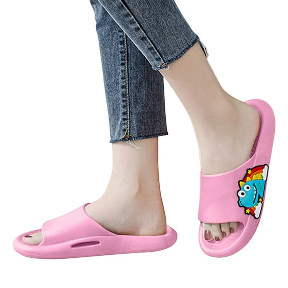 Akiihool Slide Sandals for Kids Girls Kids Slides Girls Boys Slip On Slide Sandals Comfort Non-Slip Sole Slippers Summer Shower Shoes Pool Beach Shoes (Pink,34)