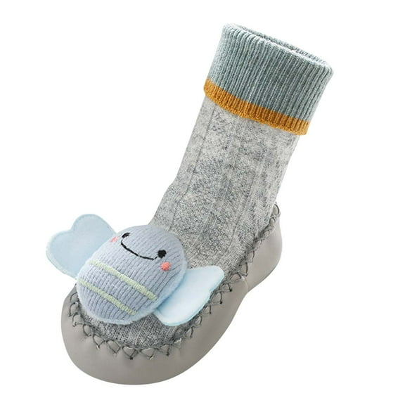 Akiihool Slippers Baby Boys Girls Soft Plush Slippers Cartoon Warm Winter House Shoes (Grey,11)