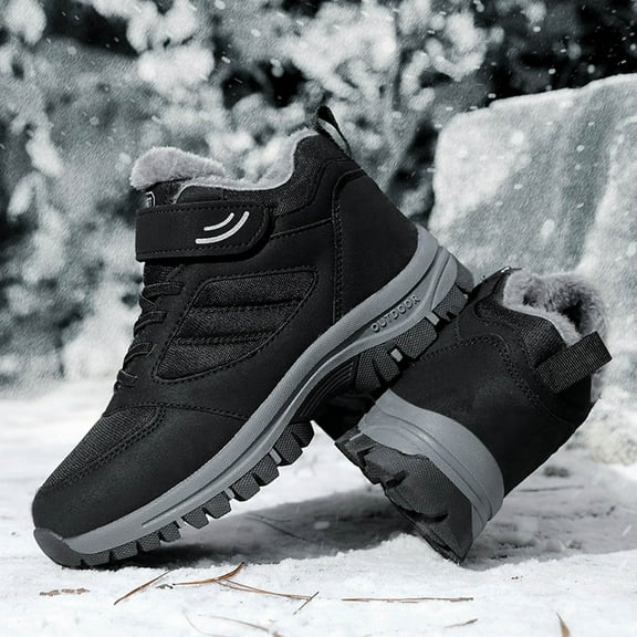 Akiihool Snow Boots for Men Wide Anti-Slip Outdoor Sneakers Boot for Men Work Office Dress Outdoor Shoes (Black,11)