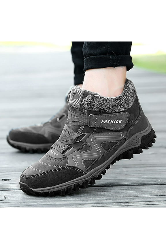 Snow Boots for Men Wide Width Mens Snow Boots Winter Boots Snow Footwear for Male Climbing (Grey,9.5)