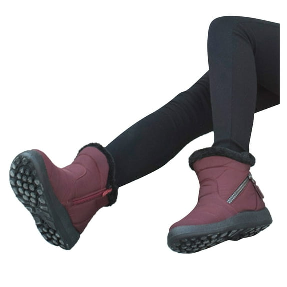 Akiihool Snow Boots for Women Fashion Womens Snow Boots Winter Shoes Casual Fashion Ankle Snow Boots Platform Shoes for Women (Red,8)