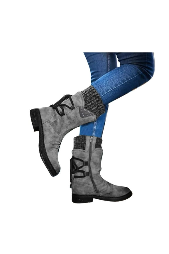 Snow Boots for Women Women's Winter Boots Waterproof Snow Boots Plus Size Comfortable Ankle Platform Boots (Grey,7)