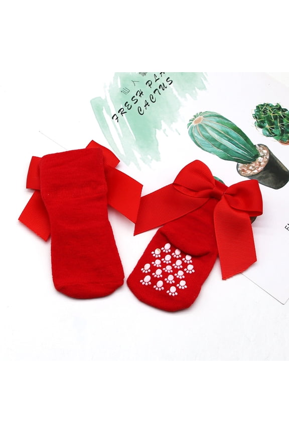 Socks for Girls Girls Dressy Short Ankle Socks Ruffle Design Sock (Red,One Size)