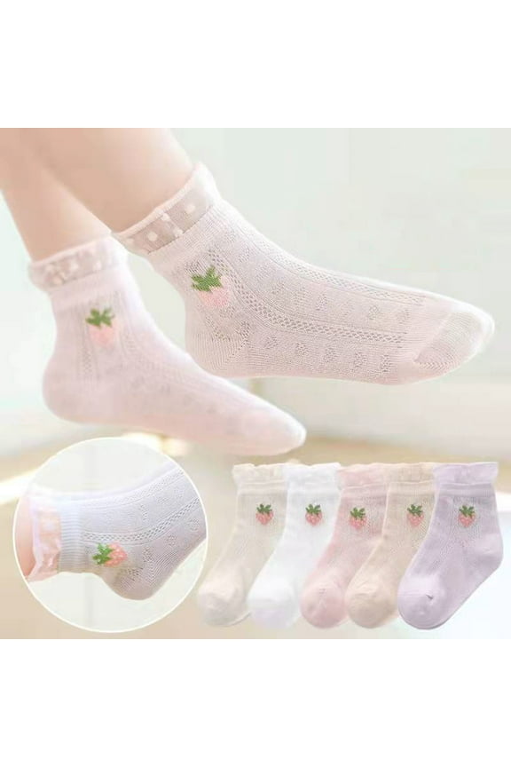 Socks for Girls Girls Thin Lightweight Ankle Socks Ruffle Design Sock (Pink,Large)