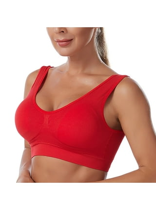 Buy Women's Racerback Sports Bras Longline Crop Tops Built in Bra Yoga  Workout Tank Top Seamless Padded, 35-rose Red-1, X-Large at