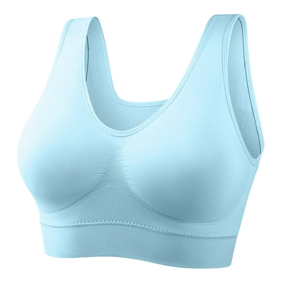 Akiihool Sports Bras Sports Bra for Women Longline Padded Bra Yoga Crop Tank Tops Fitness Workout Running Top (Light Blue,XXL)
