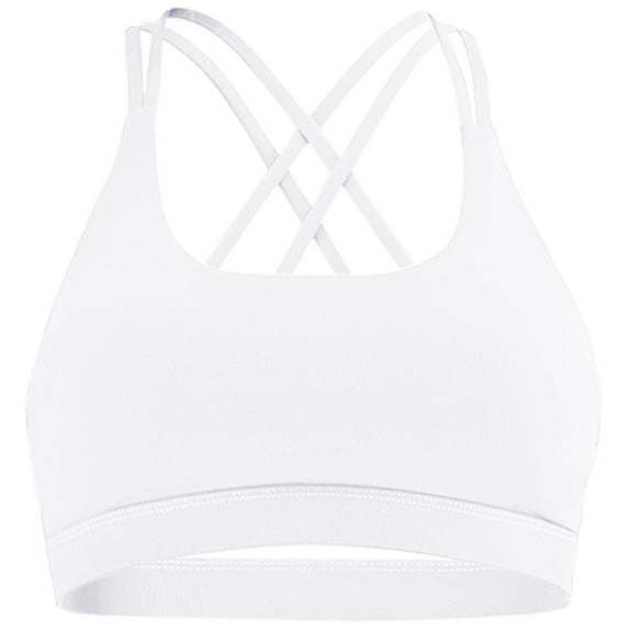 Akiihool Sports Bras for Women Women Strappy Sports Bra Crisscross Back Yoga Bras Padded Backless Medium Support Tops (White,XL)