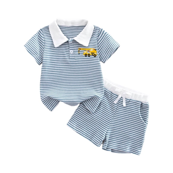 Akiihool Spring Outfits for Toddler Boys Toddler Baby Boys Clothes Summer Outfits Polo Shirt Shorts Set 2Pcs Boys Clothing Sets 12 Month-4T(Blue,2-3 Years)