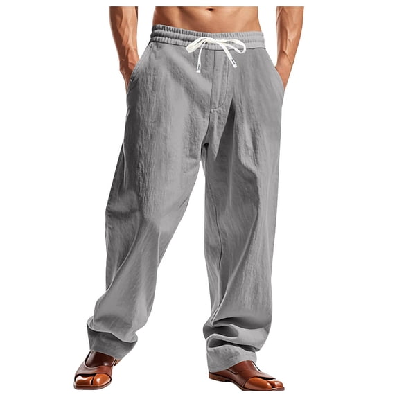 Akiihool Stretch Dress Pants Men Mens Drawstring Pants Elastic Waist Casual Jogger Pants Grey,XL