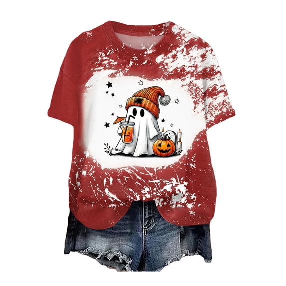 Akiihool Summer Halloween Womens Oversized Tshirt Flower Graphic Tees Nashville Music Short Sleeve Shirts Summer Casual Loose Beach Tops Red,XXL