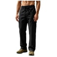 thumbnail image 1 of Akiihool Summer Pants for Men Mens Fashion Slim Fit Pants Casual Business Stretch Pants Black,S, 1 of 5