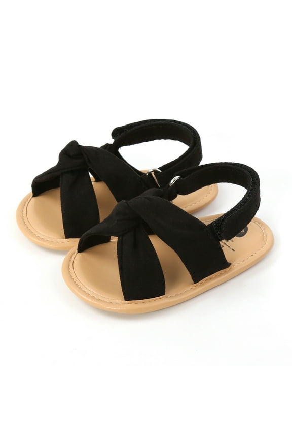 Summer Sandals for Baby Girl Girls Sandals Toddler Little Kid Closed-Toe T Strap Flats Dress Sandals Summer Shoes (Black,5)