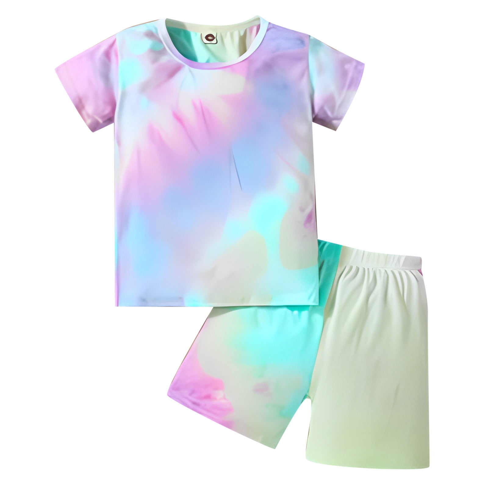 Girl's 2-Piece Summer Outfit - Bowknot Graphic T-Shirt & Biker Shorts Set, Sizes 8Y-12Y