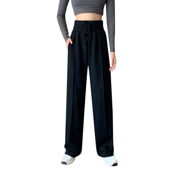 Akiihool Sweat Pants Women Straight Leg Drawstring Baggy Lounge Pants High Waisted with Pockets Funny Sweatpants for Women (Black,M)