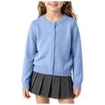 thumbnail image 1 of Akiihool Sweaters for Teen Girls Girls Sweaters Long Sleeve Cardigan Shrug Button Knit School Uniform (Light Blue,7-8 Years), 1 of 7