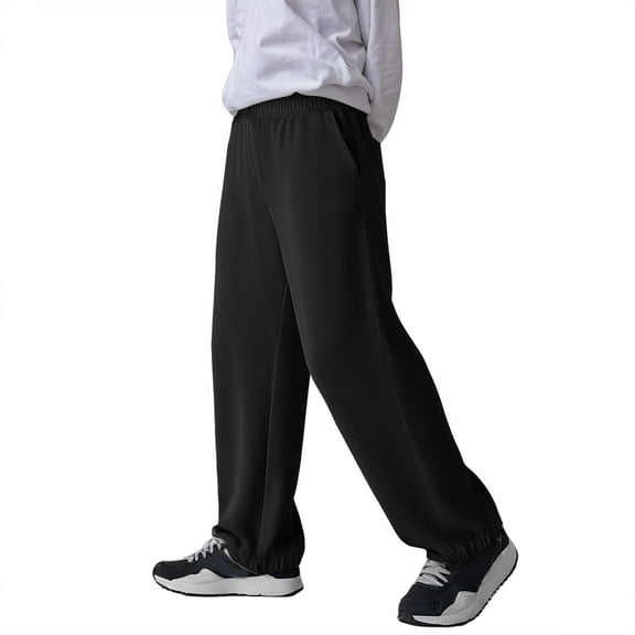 Akiihool Sweatpants for Boys Pants for Teen Boys Casual Pants with Lining Kids & Little Boy's Trousers(Black,8-9 Years)