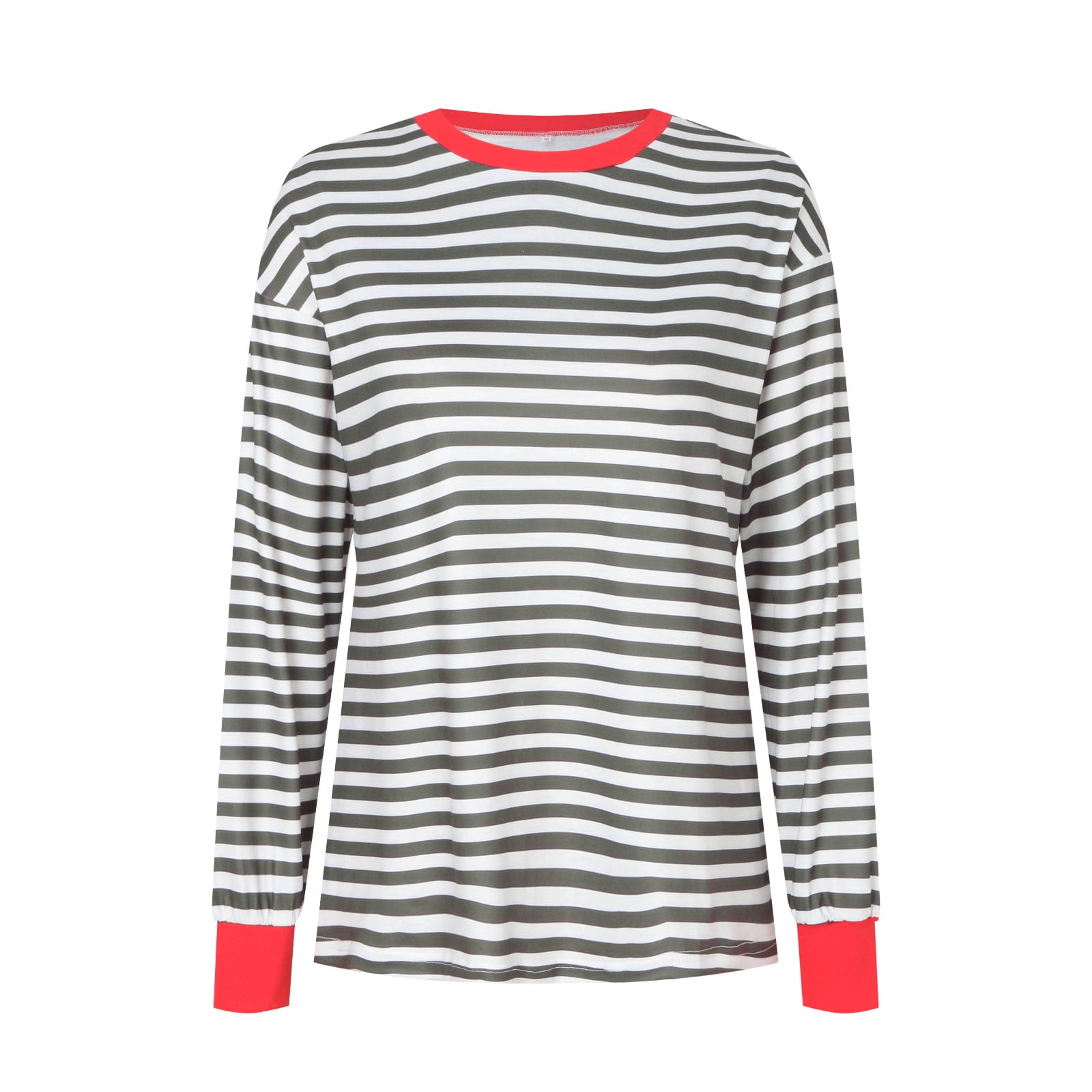 Akiihool Sweatshirt for Women Trendy 2024 Fall Crewneck Striped Long
