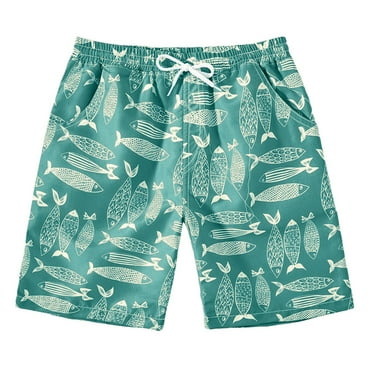 Akiihool Swim Shorts Boys Boys Swim Trunks with Compression Liner Big Kids Bathing Suit Quick Dry Board Shorts (Blue,5-6 Years)