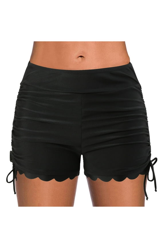 Swim Shorts Women High Waisted Women's Swim Shorts High Waisted Tummy Control Board Swimsuit Bathing Shorts for Women (Black,M)