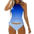thumbnail image 1 of Akiihool Swimsuits for Women Two Piece Bathing Suits Ruffled Flounce Top High Waisted Bikini Set (Blue,S), 1 of 5