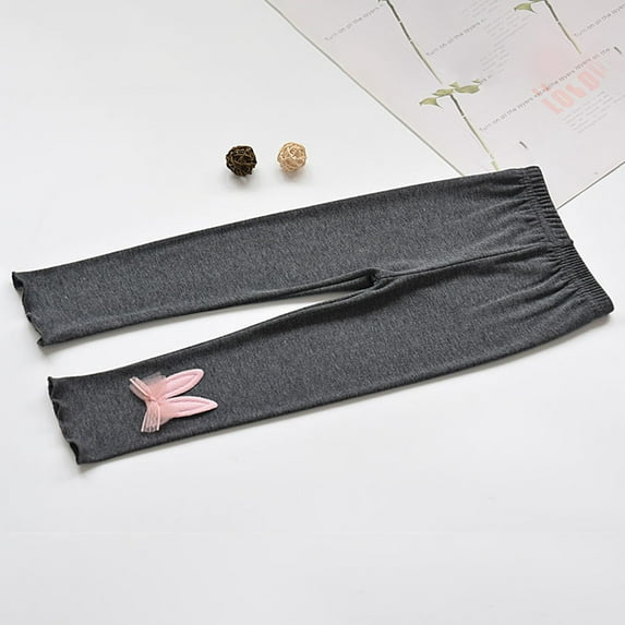 Akiihool Teen Girl Pants Girls' Plus Size Stretch High Waist Elastic Trousers with Front Buttons (Dark Gray,5-6 Years)