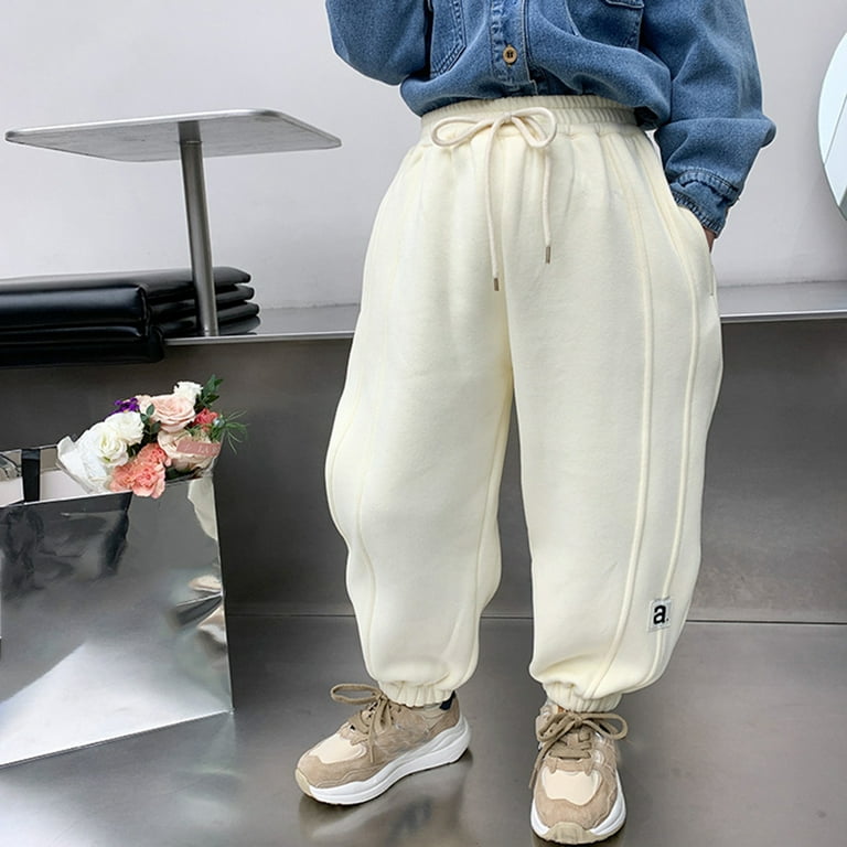 Akiihool Teen Girl Pants Girls' School Uniform Bootcut High Waist Elastic  Trousers with Front Buttons (Beige,6-12 Months) 