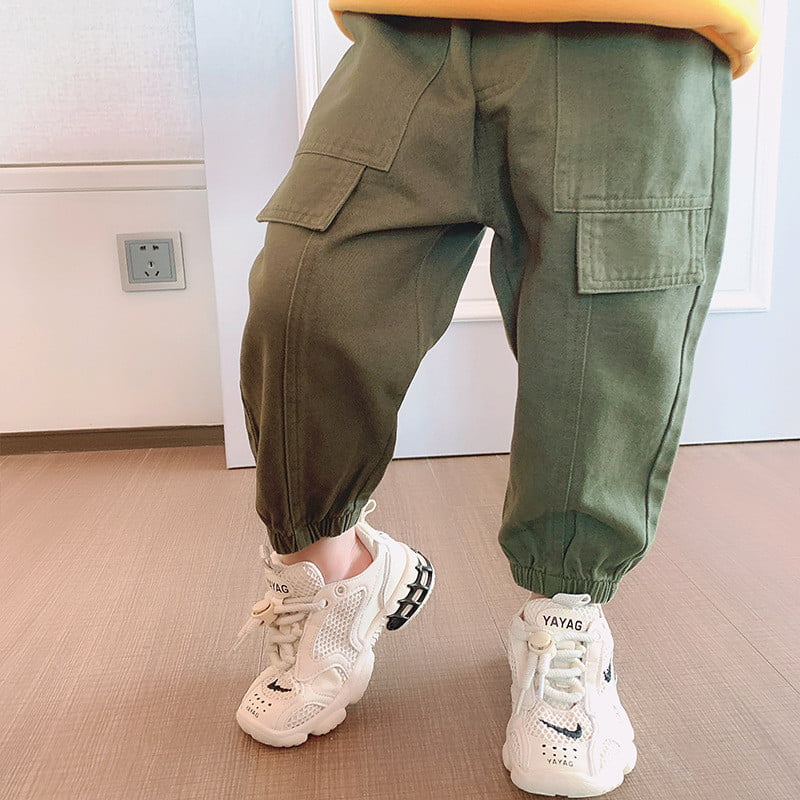 Akiihool Teen Girl Pants Trendy Girls Stretch Cargo Twill Skinny Leg Pant  (Beige,7-8 Years) 