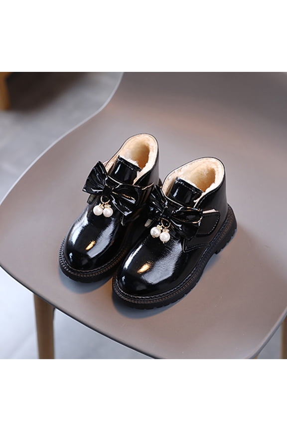 Toddler Boots Toddler Squeaky Boots Leather Unisex First Walking Shoes (Black,2)