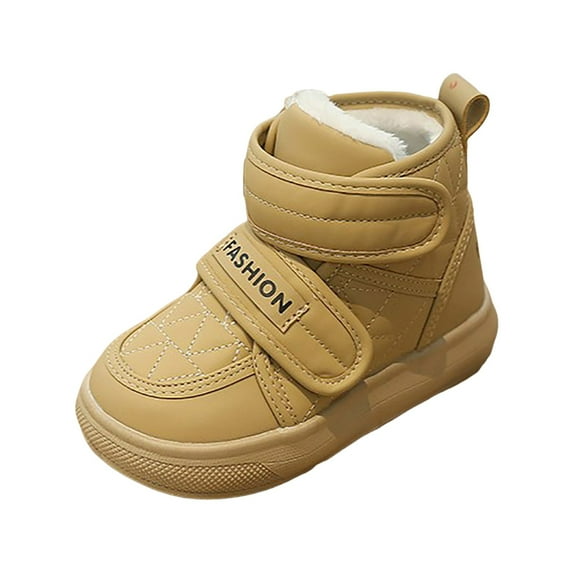Akiihool Toddler Boy Boots Toddler Girls Boys Combat Ankle Boots Little Kid Waterproof Outdoor Chelsea Fall Booties Leather Comfort Shoes (Khaki,3.5-4 Years)