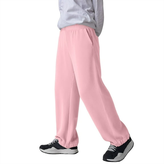 Akiihool Toddler Boy Pants Boys School Uniform Chino Pants Kids Elastic Waist Pull on Twill Pants with Pockets(Pink,6-7 Years)