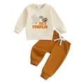thumbnail image 1 of Akiihool Toddler Boys Clothes 6 12 18 24 Months 3T 4T Baby Boy Clothes Long Sleeve Cute Embroidery Polo Shirt and Pants Set Birthday Outfit White,2-3 Years, 1 of 4