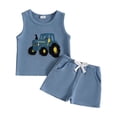 thumbnail image 1 of Akiihool Toddler Boys Summer Sets Sleeveless Tank Top + Camo Shorts Outfits for Casual Playwear(Blue,6-12 Months), 1 of 8