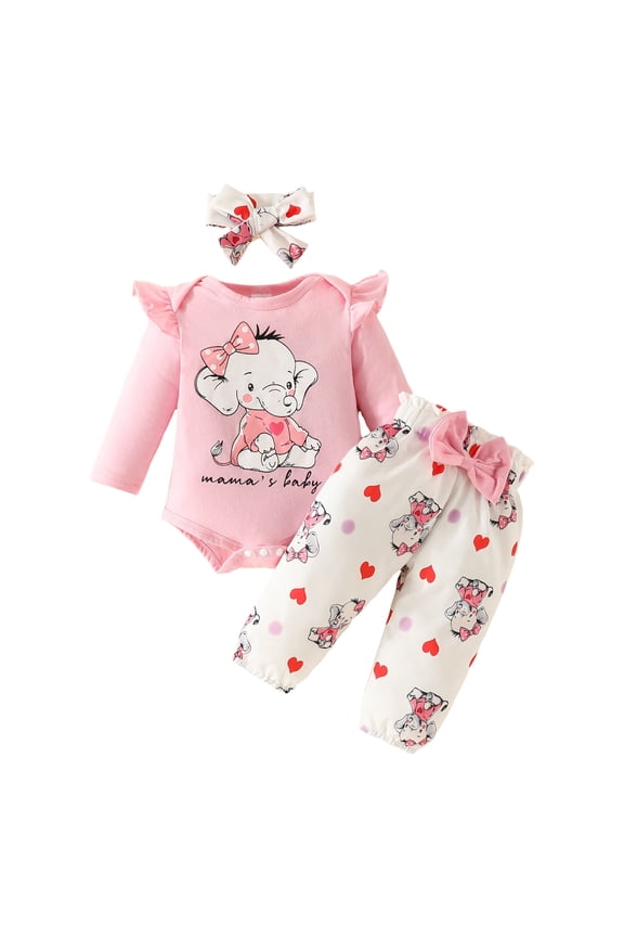 Toddler Girl 2-Piece Baby Girl Clothes Infant Spring Winter Outfits 2Pcs Long Sleeve Ruffle Cute Newborn Romper (Pink,12-18 Months)