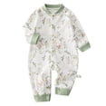 thumbnail image 1 of Akiihool Toddler Girl Fall Outfit Baby Girls Romper Ruffles Long Sleeve Off Shoulder Flowers Printed Sweet Jumpsuit Green,9-12 Months, 1 of 7