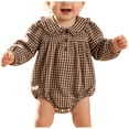 thumbnail image 1 of Akiihool Toddler Girl Romper Newborn Baby Girls Clothes Ribbed Romper Bodysuit Set Ruffle Spring Winter Outfits Brown,3-6 Months, 1 of 7