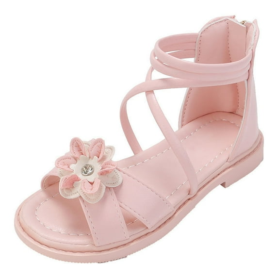 Akiihool Toddler Girl Sandals - Little Girl Easter Summer Dress Shoes Lightweight Open Toe Beach Holiday (Pink,12)