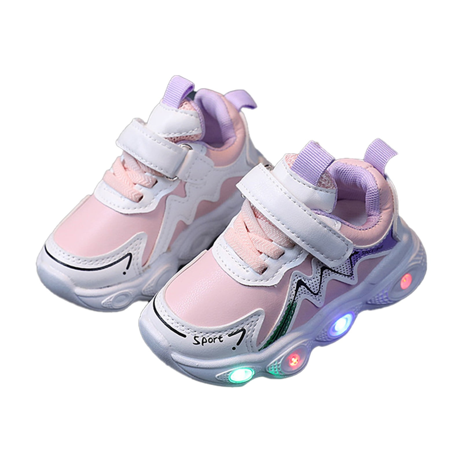 Akiihool Toddler Girl Shoes Lightweight Casual LED Flashing Light up
