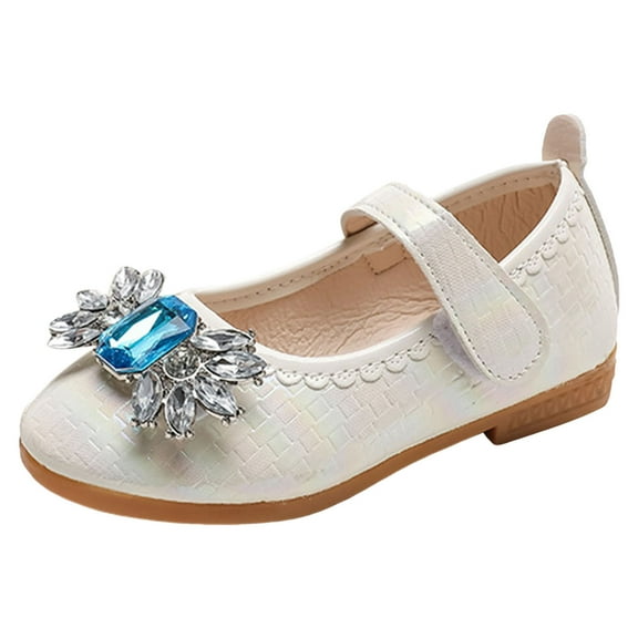 Akiihool Toddler Girls Flats Girls Dress Shoes Mary Jane Flats (White,12)