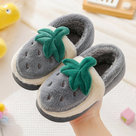 Akiihool Toddler House Slippers Slippers for Kids House Slippers Soft Plush Warm Slipper Slip on Baby Sock Shoes Lightweight Outdoor Walking Shoes (Grey,12)