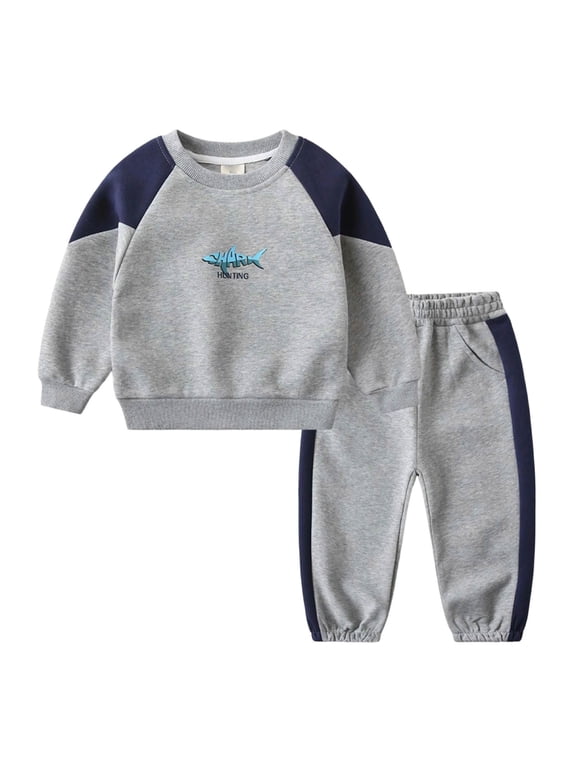 Toddler Outfit Boy Baby Boy Football Outfit Football Crewneck Sweatshirt Jogger Pants 2Pcs Toddler Fall Clothes 6M-4T Grey,18-24 Months