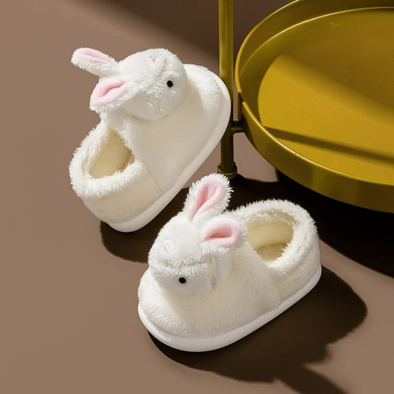 Akiihool Toddler Slipper Slippers for Kids House Slippers Soft Plush Warm Slipper Anti-slip Fuzzy House Slippers Shoes for Indoor Outdoor (White,9)