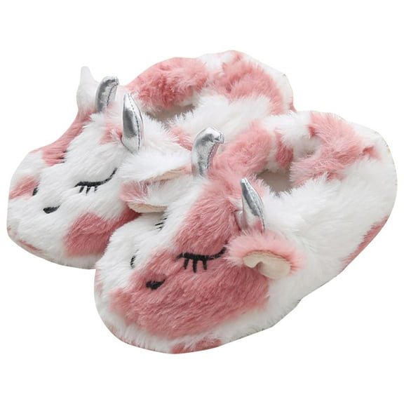 Akiihool Toddler Slippers Toddler Kids Slippers Indoor Plush Shoes (Light Pink,7)